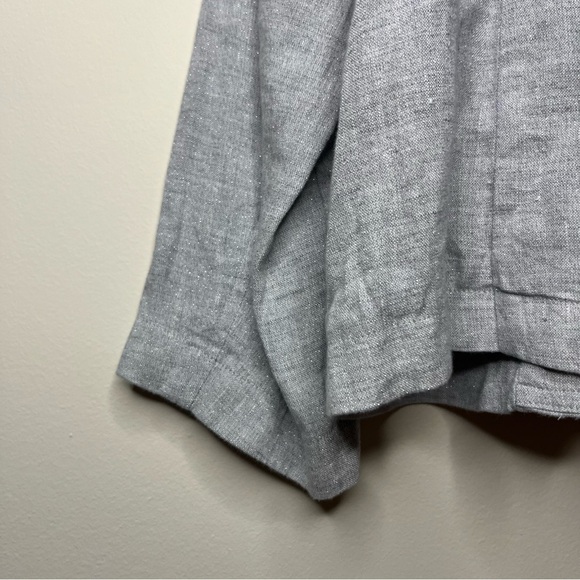 EILEEN FISHER Linen Sparkle Metallic Thread Lightweight Collar Blazer Jacket - Picture 10 of 12